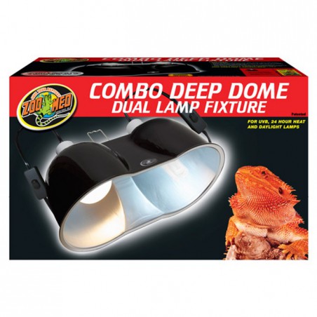Zoo Med Combo Deep Dome Dual Lamp Fixture - portalámparas para terrarios